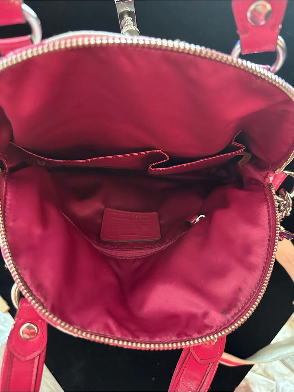Coach #178 Poppy Signature Lurex C Outline Satchel/Crossbody
